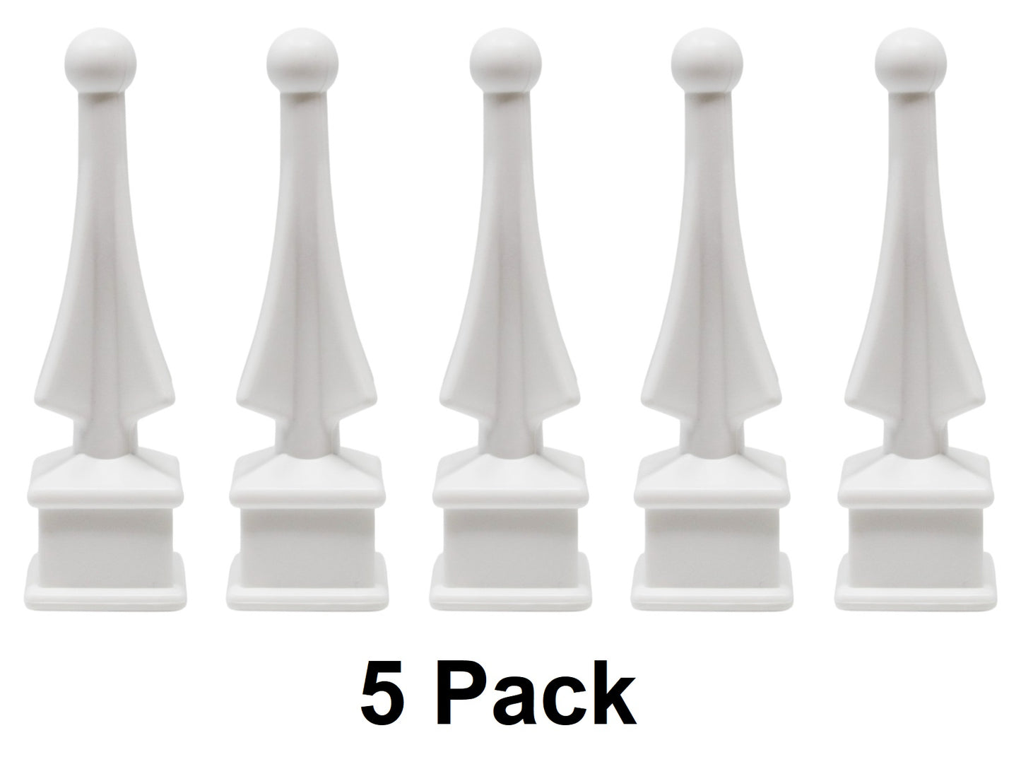 White Plastic 3/4" Four-Sided Spire Wing Tip Finial Fence Topper for Iron Picket Fence 3/4" posts