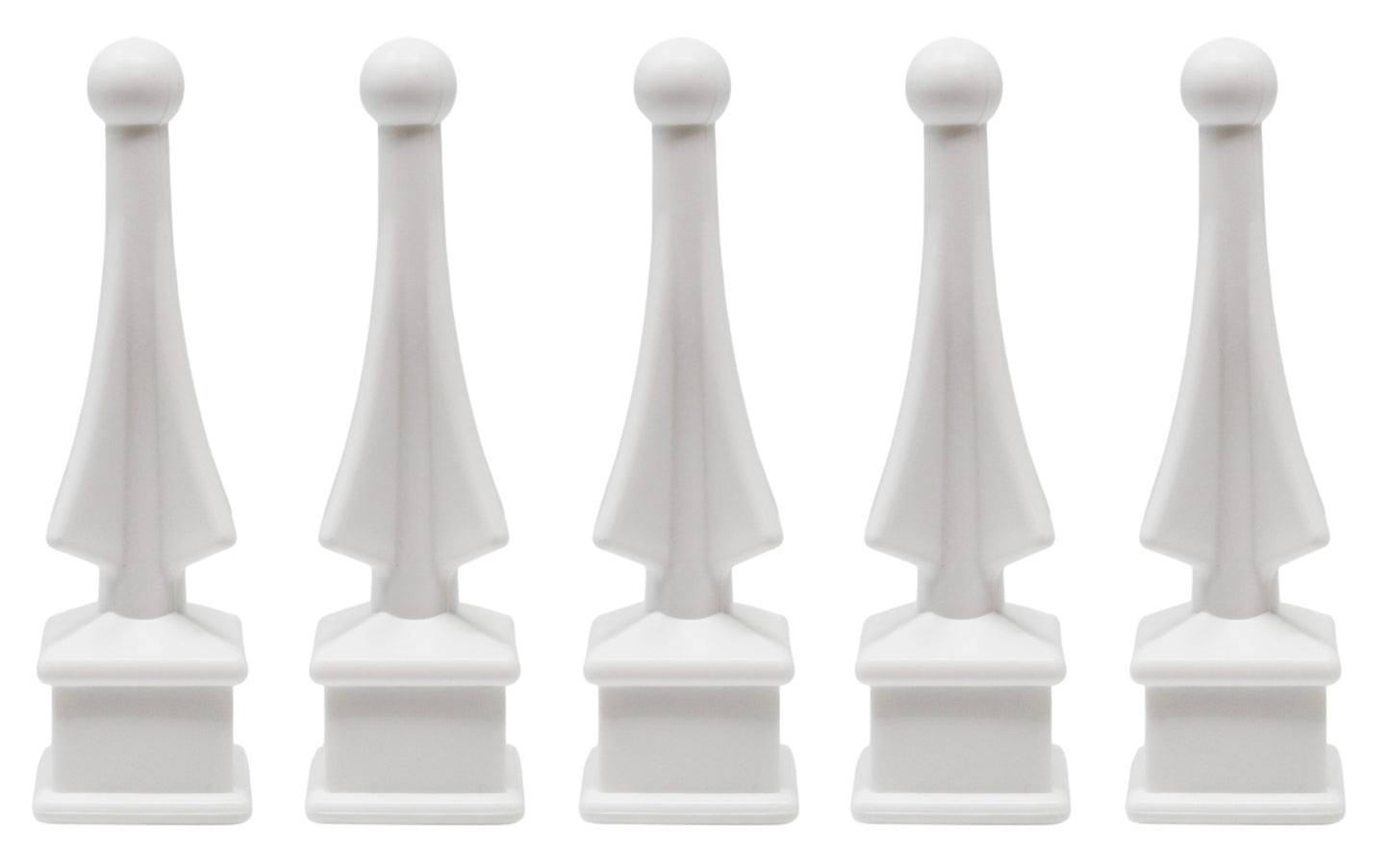 White Plastic 1/2" Four-Sided Spire Wing Tip Finial Fence Topper for Iron Picket Fence 1/2" posts