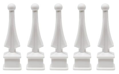 White Plastic 1/2" Four-Sided Spire Wing Tip Finial Fence Topper for Iron Picket Fence 1/2" posts