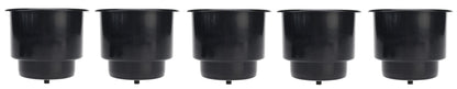 Universal 3-5/8 Black Plastic Jumbo Cup Holder w/ Drain Hole Recessed Drop in Insert Drink Can Holder
