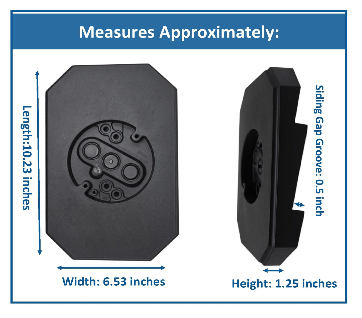 4" Vinyl Rectangle Siding Mount Block Plate with 1/2" Double Lap Groove - White or Black