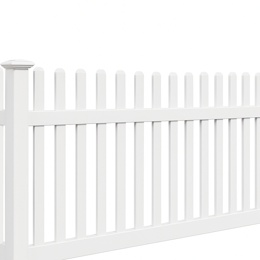 Sunset Vinyl Straight Picket Fence Panel 1"x3" Dog Ear Cap