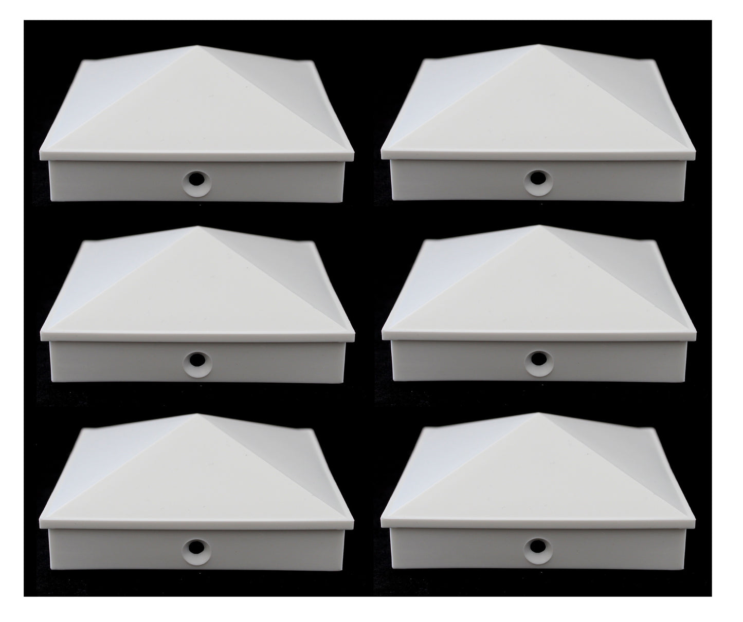 6x6 True (155mm x 155mm) Pyramid Vinyl Fence Post Cap w/ Pre-Drilled Hole for True Actual 6"x 6" Posts