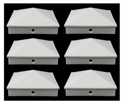 6x6 True (155mm x 155mm) Pyramid Vinyl Fence Post Cap w/ Pre-Drilled Hole for True Actual 6"x 6" Posts