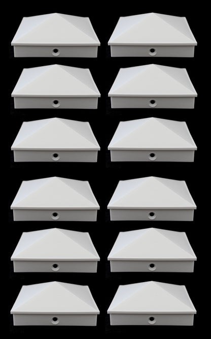 6x6 True (155mm x 155mm) Pyramid Vinyl Fence Post Cap w/ Pre-Drilled Hole for True Actual 6"x 6" Posts