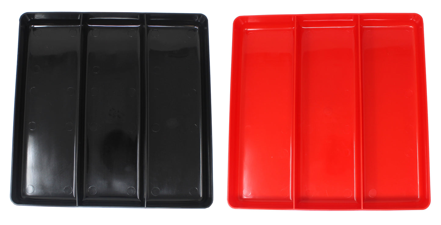 Black & Red Stackable Lightweight 3 Compartment Organizer Tray Kit