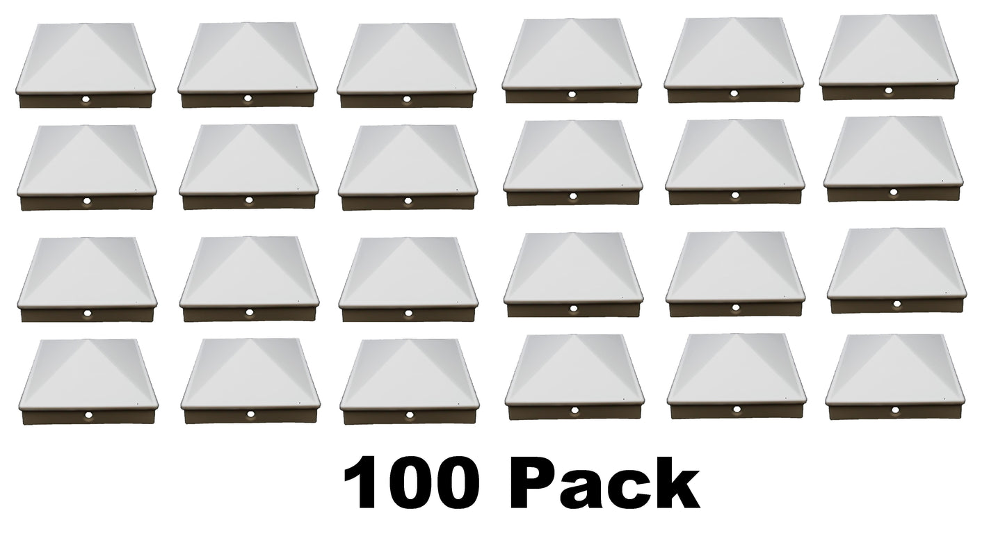 4x6 True (100mmx155mm) Plastic Pyramid Fence Post Caps with Pre-Drilled Hole Black or White