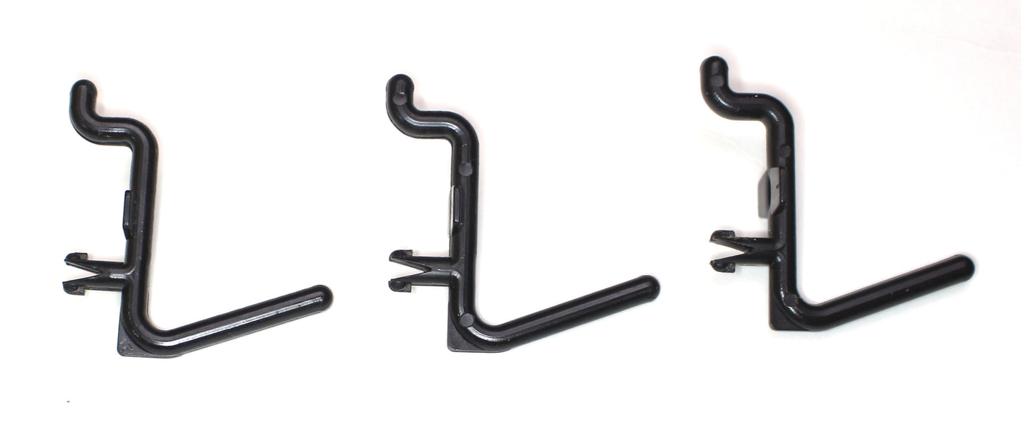 L Style Plastic Black Locking Pegboard Hook Kit - Multi-Pack / Garage storage jewelry tools crafts Plastic Peg board hooks