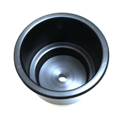 Universal 3-5/8 Black Plastic Jumbo Cup Holder w/ Drain Hole Recessed Drop in Insert Drink Can Holder