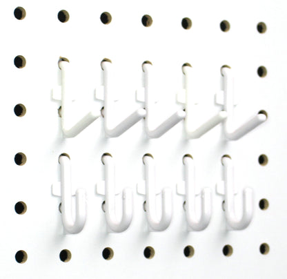 J & L Style Plastic White Pegboard Locking Hooks Kits - Multi-Packs | Garage storage jewelry tools crafts Plastic Peg board hooks