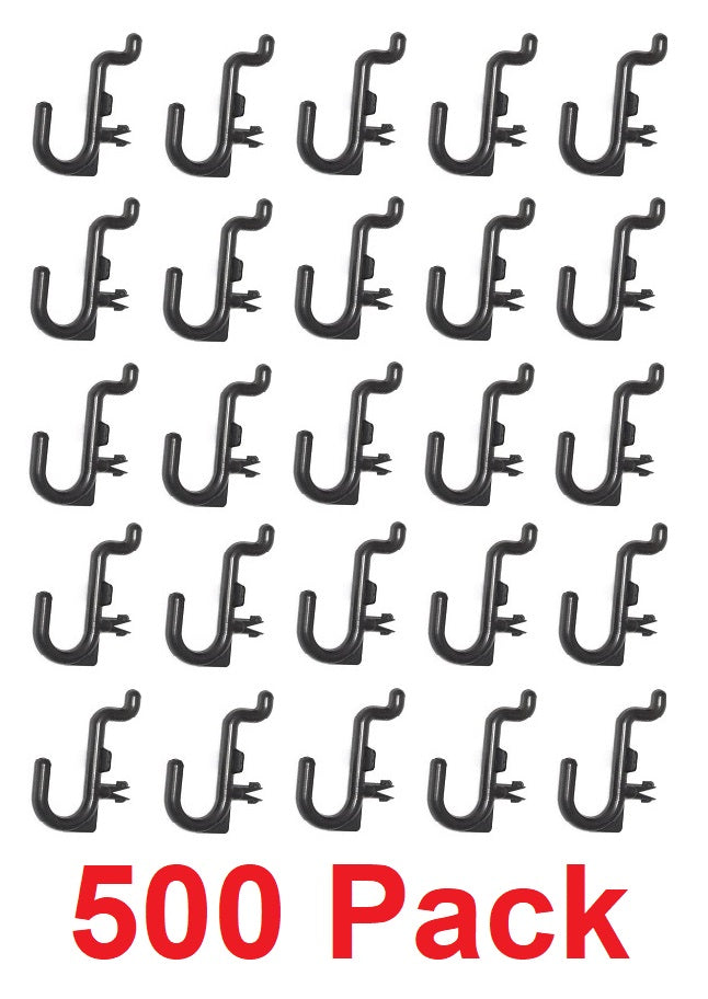 500 PACK) 2 Inch Black Plastic Peg Hooks for 1/8 to 1/4 Pegboard USA Made