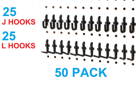 J & L Style Plastic Black Pegboard Locking Hooks Kits - Mulit-Packs | Garage storage jewelry tools crafts Plastic Peg board hooks