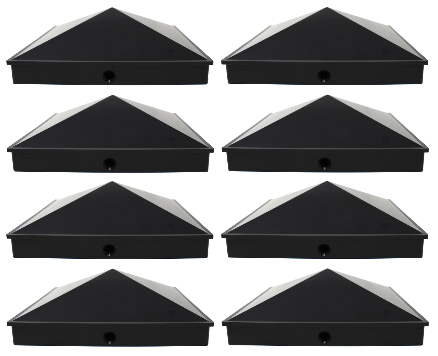 8x8 True Plastic Pyramid Vinyl Fence Post Cap w/ Pre-Drilled Hole Black or White for True 8"x8" Posts