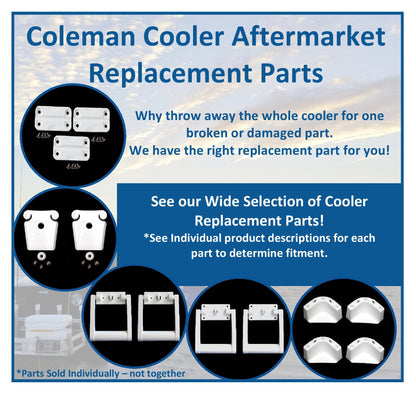 Coleman Cooler Aftermarket Plastic Replacement Parts - Hinges, 1" or 1.5" Drain Plugs, Mounting Brackets