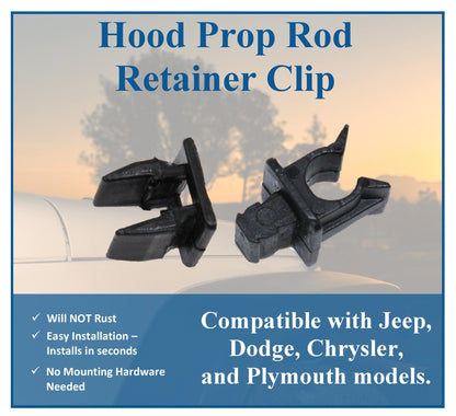 Aftermarket Hood Prop Rod Retainer Clip # J4007456 for Jeep Wrangler YJ / TJ Dodge Chrysler