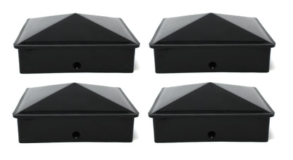 4x4 True (100mmx100mm) Plastic Pyramid Fence Post Caps with Pre-Drilled Hole Black or White