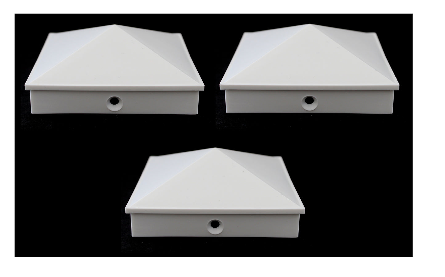 5x5 Nominal (4.5" x4.5") Plastic Pyramid Vinyl Fence Post Cap w/ Pre-Drilled Hole Black or White