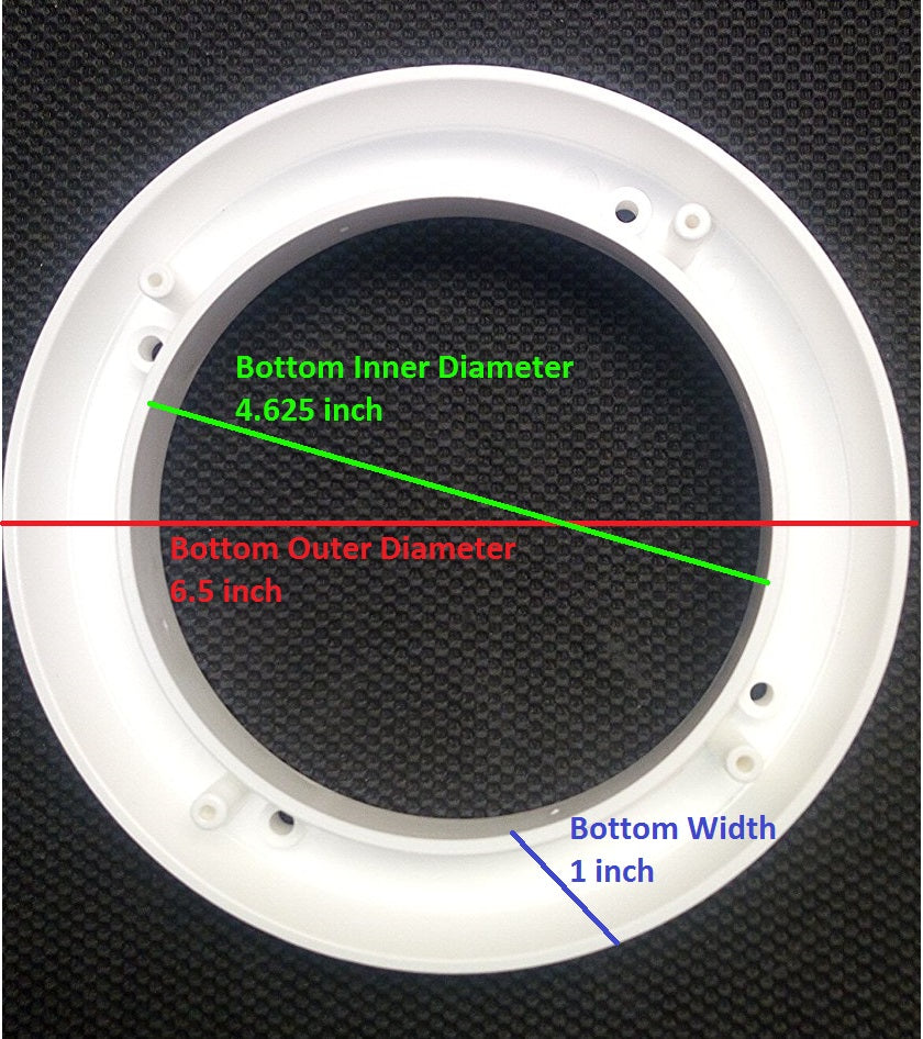 2 Pack White Plastic 1" Depth Ring Adapter Spacer for 5.25 "- 6" Car Speaker