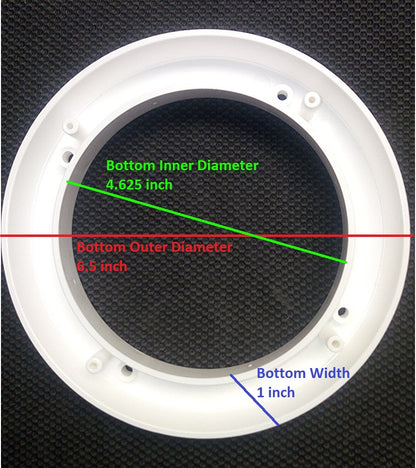 2 Pack White Plastic 1" Depth Ring Adapter Spacer for 5.25 "- 6" Car Speaker