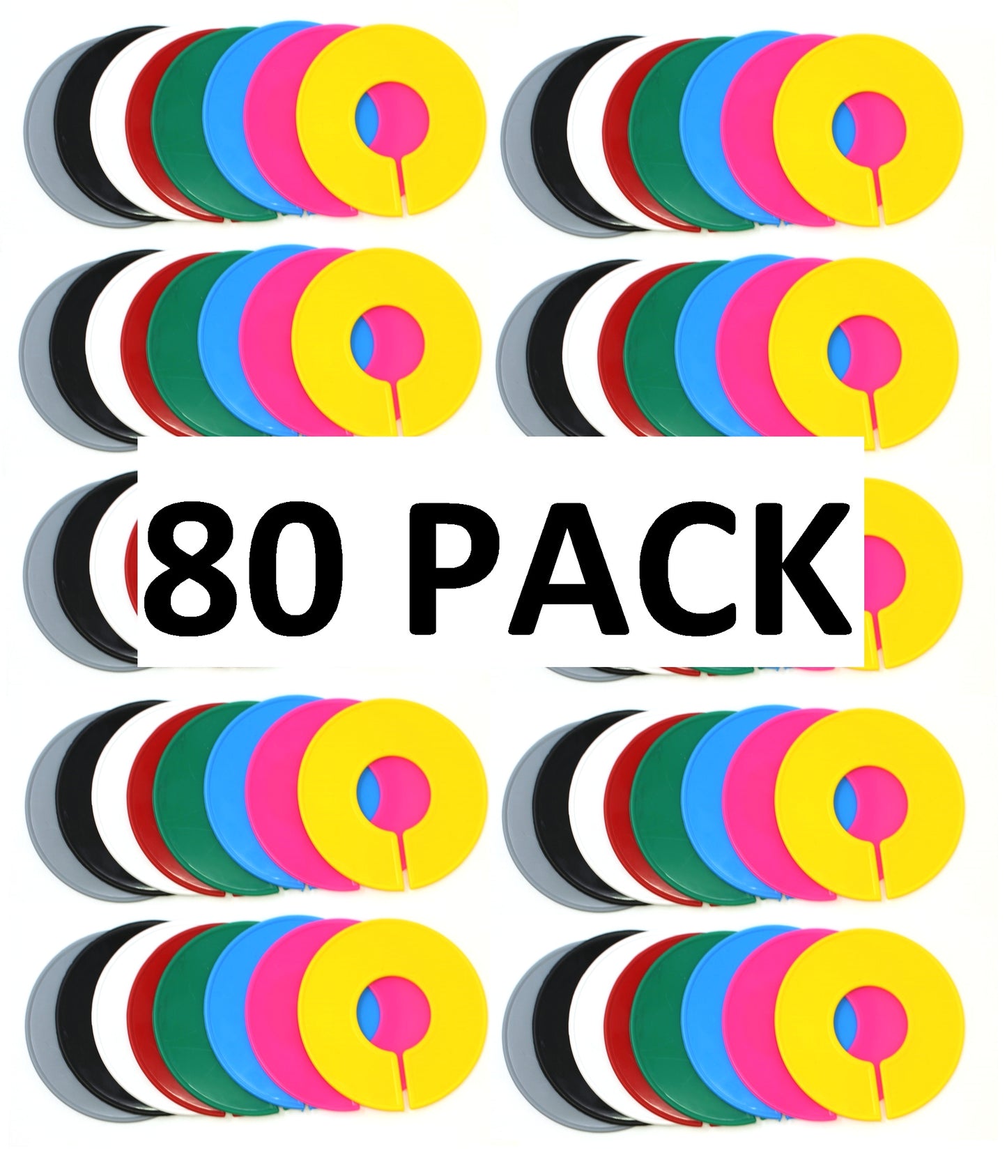 Blank Round Plastic Rack Size Dividers - Variety Color Pack (1 of each color)