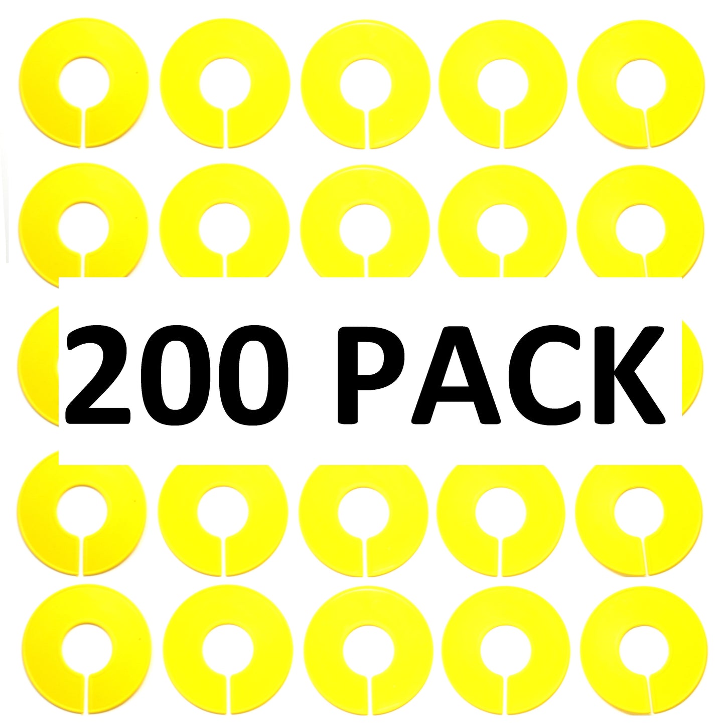 Yellow Round Plastic Blank Rack Size Dividers for Round & Square Rods - Multi-Pack