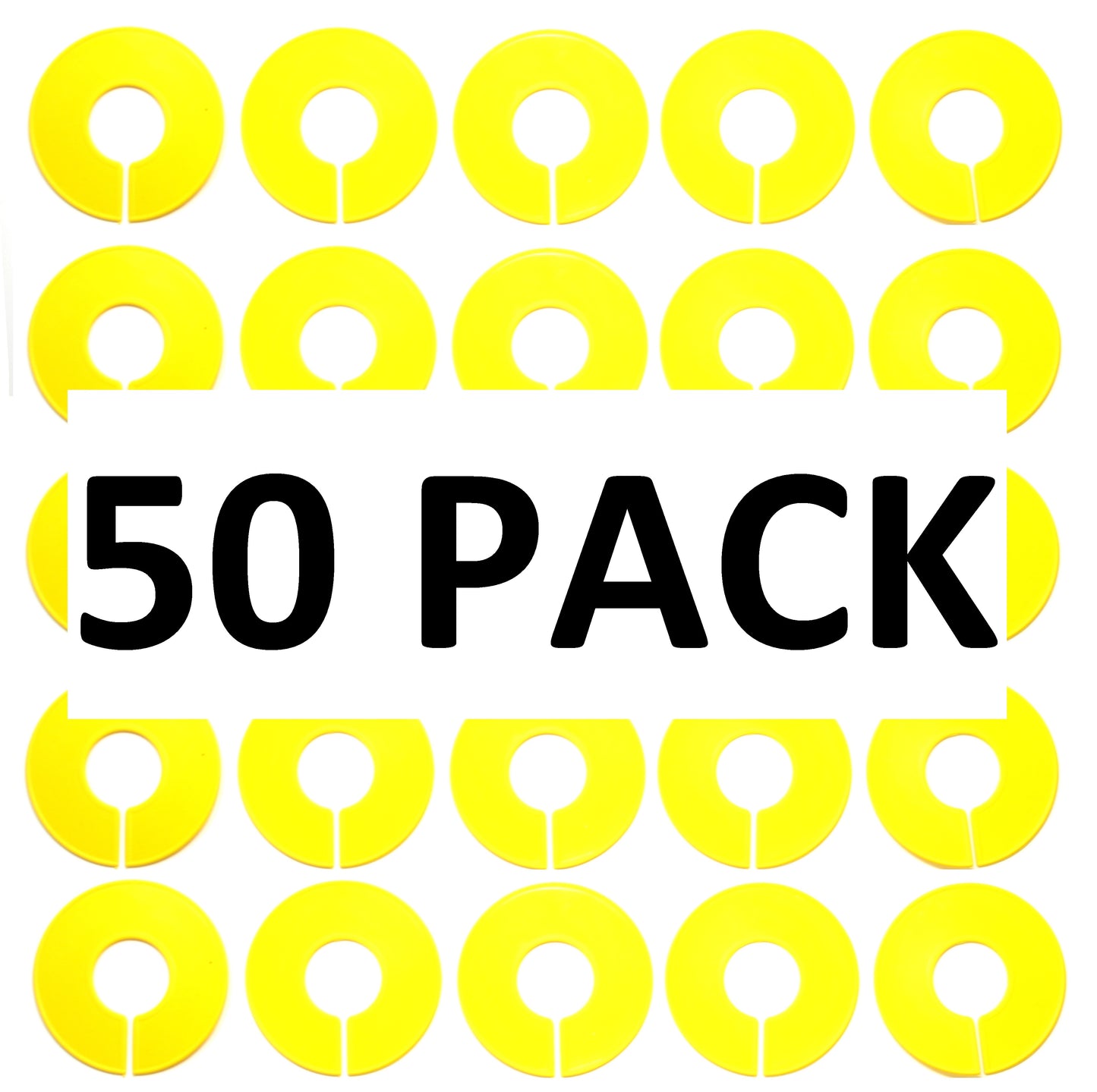 Yellow Round Plastic Blank Rack Size Dividers for Round & Square Rods - Multi-Pack